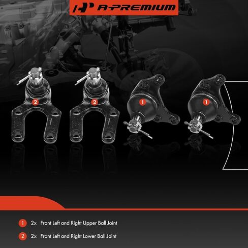 A-Premium Set of 4, Front Upper and Lower Ball Joints Kit, Compatible with Toyota T100 1993 1994 1995 1996 1997 1998, RWD in Saudi Arabia