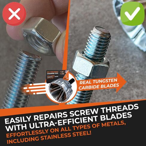 THORVALD Deburring External Chamfer Tool with Tungsten Carbide Blade - Deburr Tool for All Thread, All Metal Rod, Pipe, PVC, 3D Printing - 1/8" to 3/4" Diameter (3~19mm) - User Guide + Video Tutorial in Saudi Arabia