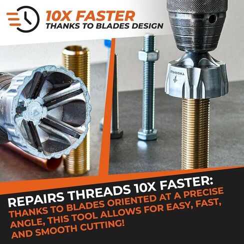 THORVALD Deburring External Chamfer Tool with Tungsten Carbide Blade - Deburr Tool for All Thread, All Metal Rod, Pipe, PVC, 3D Printing - 1/8" to 3/4" Diameter (3~19mm) - User Guide + Video Tutorial in Saudi Arabia