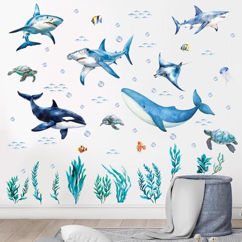 Removable Jungle Animal Wall Decals Peel and Stick, Vinyl Safari Wall Sticker, Elephant Lion Wall Decor Art for Nursery Playroom in Kuwait