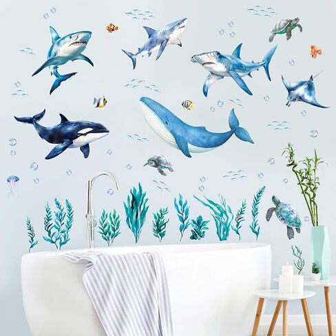 Removable Jungle Animal Wall Decals Peel and Stick, Vinyl Safari Wall Sticker, Elephant Lion Wall Decor Art for Nursery Playroom in Kuwait
