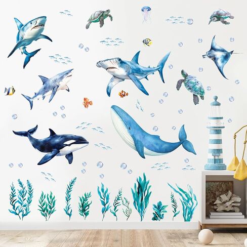 Removable Jungle Animal Wall Decals Peel and Stick, Vinyl Safari Wall Sticker, Elephant Lion Wall Decor Art for Nursery Playroom in Kuwait