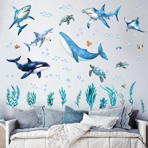 Removable Jungle Animal Wall Decals Peel and Stick, Vinyl Safari Wall Sticker, Elephant Lion Wall Decor Art for Nursery Playroom in Kuwait