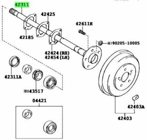PARTS NO# 4231122150 4231122150 Rear half axis 1pack in Saudi Arabia