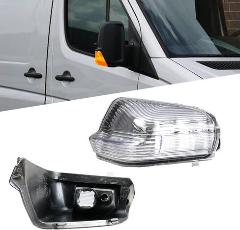 Passenger Side Mirror Turn Signal Light Cover Compatible with 2006-2021 Mercedes Benz Sprinter W906 VW Crafter Turn Signal Indicator Marker Lights, without Bulb (Right Side (W/O Bulbs)) in Kuwait