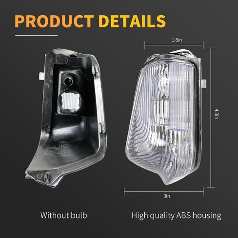 Passenger Side Mirror Turn Signal Light Cover Compatible with 2006-2021 Mercedes Benz Sprinter W906 VW Crafter Turn Signal Indicator Marker Lights, without Bulb (Right Side (W/O Bulbs)) in Kuwait