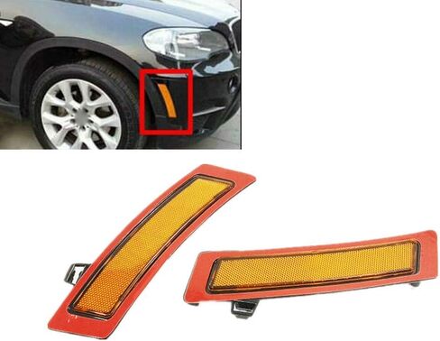 AMBER Lens Front Bumper Side Markers Replacement Reflector Compatible With 2011-2013 BMW E70 X5 LCI Models w/o Side Cameras in Saudi Arabia
