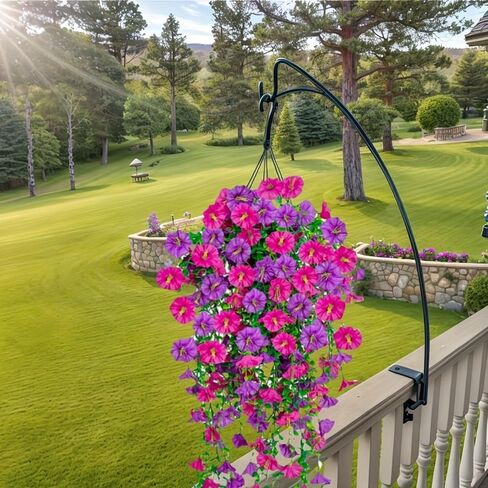 2 Sets of Hanging Flowers, Mixed Textile Morning Glory and Eucalyptus Leaves, UV-Resistant, Real Artificial Plants in Saudi Arabia