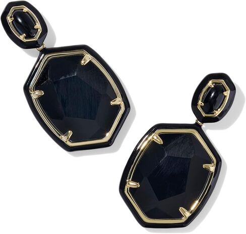 Kendra Scott, Women's, Daphne Enamel Frame Drop Earrings, Black Agate, One Size in Saudi Arabia
