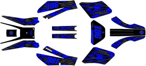Graphics Kit for Yamaha TTR250 (1999-2006) TWITCH Series Blue 16 Mil - Dirt bike Custom Racing Graphics Decals Stickers Kit, no-plastics in Saudi Arabia