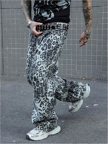 Verdusa Men's Boho Floral Print Casual Pants Grunge Straight Leg Long Trousers in Saudi Arabia