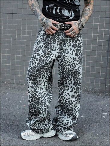 Verdusa Men's Boho Floral Print Casual Pants Grunge Straight Leg Long Trousers in Saudi Arabia