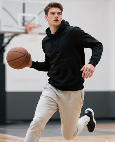 سويت شيرت بغطاء للرأس للرجال، سويت شيرت رياضي متوسط ​​الوزن للرجال، بأكمام طويلة، قميص من الصوف مع جيب in Kuwait