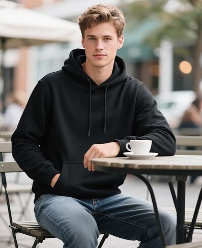 سويت شيرت بغطاء للرأس للرجال، سويت شيرت رياضي متوسط ​​الوزن للرجال، بأكمام طويلة، قميص من الصوف مع جيب in Kuwait