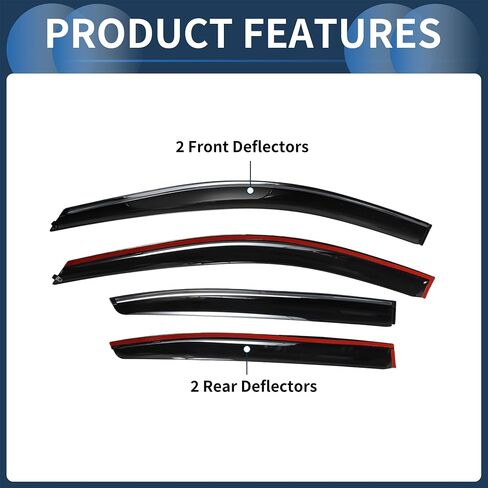 Window Deflectors for Honda Accord 2008-2012 Vent Visors Black Rain Guards Reinforced Acrylic 4 Pcs in Saudi Arabia