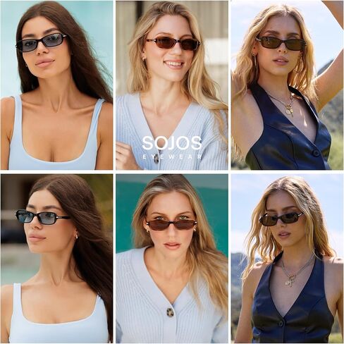 SOJOS Retro Polarized Petite Rectangle Sunglasses Womens Mens Vintage Skinny 80s 90s Thin Shades SJ2376 in Saudi Arabia
