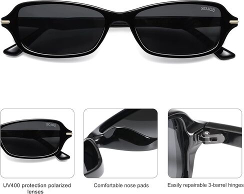 SOJOS Retro Polarized Petite Rectangle Sunglasses Womens Mens Vintage Skinny 80s 90s Thin Shades SJ2376 in Saudi Arabia