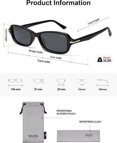 SOJOS Retro Polarized Petite Rectangle Sunglasses Womens Mens Vintage Skinny 80s 90s Thin Shades SJ2376 in Saudi Arabia