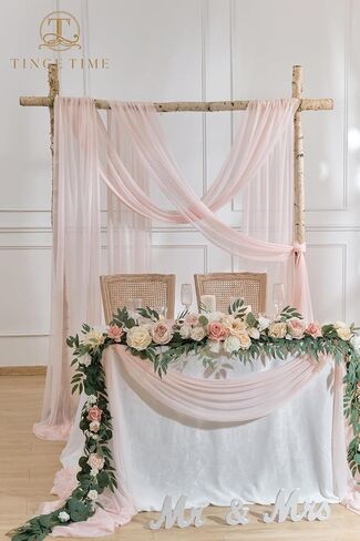 TINGE TIME 32Ft Bue Wedding Arch Draping Fabric, 2 Panels Wrinkle-Free Sheer Drapery Fabric for Wedding Arch Stage Backdrop Aisle Ceremony Bridal Show Reception in Kuwait