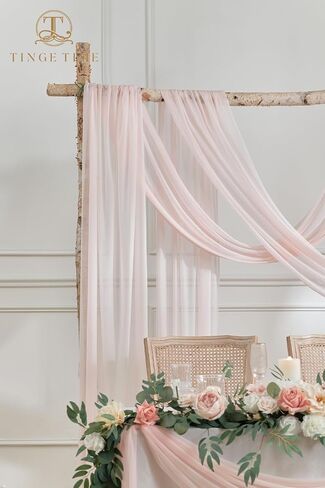 TINGE TIME 32Ft Bue Wedding Arch Draping Fabric, 2 Panels Wrinkle-Free Sheer Drapery Fabric for Wedding Arch Stage Backdrop Aisle Ceremony Bridal Show Reception in Kuwait