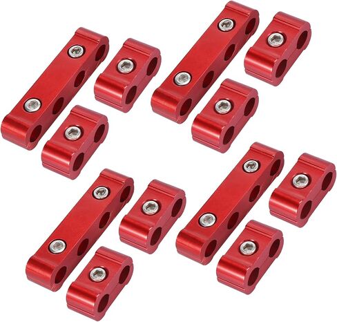 4 Set 8mm Car Engine Spark Plug Wire Separator Looms Divider Organizer Clamp Aluminum Alloy Red Auto Replacement Parts in Saudi Arabia