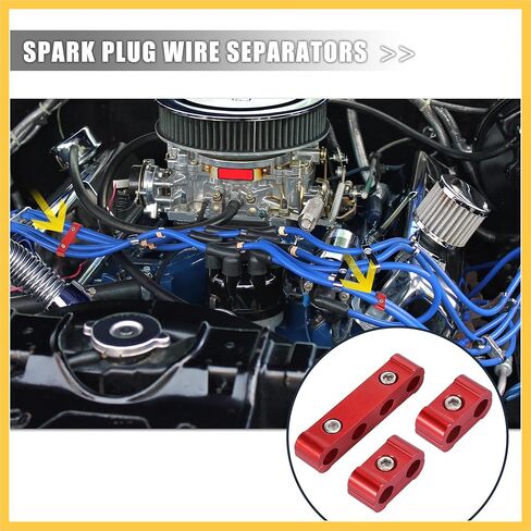 4 Set 8mm Car Engine Spark Plug Wire Separator Looms Divider Organizer Clamp Aluminum Alloy Red Auto Replacement Parts in Saudi Arabia