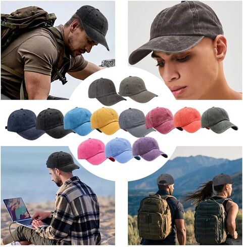 Old-Fashioned Dad Hats Adjustable, Washed Baseball Cap Hats Pure Color for Men and Women, Pure Cotton, Breathable in Saudi Arabia