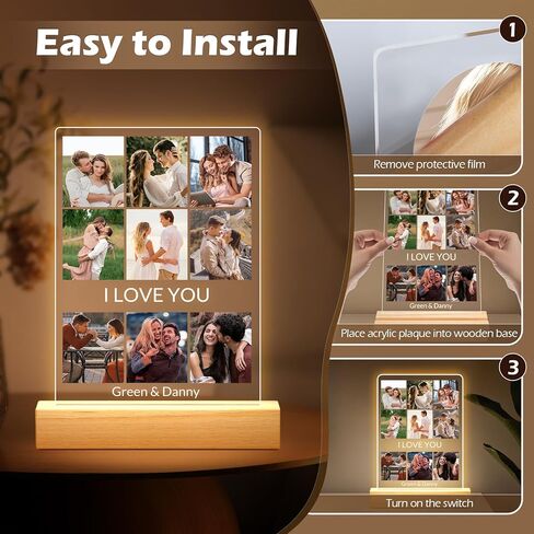 إطارات صور مخصصة مع صورة، إطار صور شخصي مع إضاءة ليلية، إطارات صور مخصصة، هدايا عيد ميلاد مخصصة للذكرى السنوية للنساء والرجال وصديقتها وزوجها in Kuwait