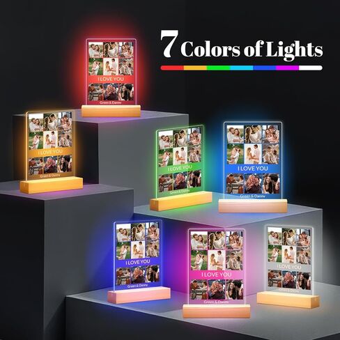 إطارات صور مخصصة مع صورة، إطار صور شخصي مع إضاءة ليلية، إطارات صور مخصصة، هدايا عيد ميلاد مخصصة للذكرى السنوية للنساء والرجال وصديقتها وزوجها in Kuwait