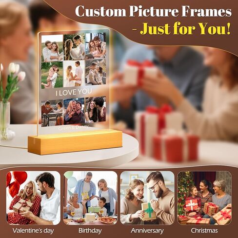 إطارات صور مخصصة مع صورة، إطار صور شخصي مع إضاءة ليلية، إطارات صور مخصصة، هدايا عيد ميلاد مخصصة للذكرى السنوية للنساء والرجال وصديقتها وزوجها in Kuwait