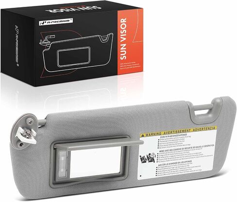 A-Premium Driver Left Side Sun Visor Compatible with Toyota Highlander 2014 2015 2016 2017 2018 2019 - with Vanity Mirror, with Vanity Light, Gray Color - Replaces 743200E074B0, 74320-0E074-B0 in Saudi Arabia