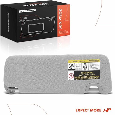 A-Premium Driver Left Side Sun Visor Compatible with Toyota Highlander 2014 2015 2016 2017 2018 2019 - with Vanity Mirror, with Vanity Light, Gray Color - Replaces 743200E074B0, 74320-0E074-B0 in Saudi Arabia