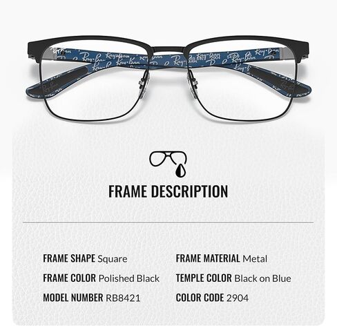Ray-Ban RB8421 Square Shape Metal Eyeglasses with Official Eyewear Kit in Saudi Arabia