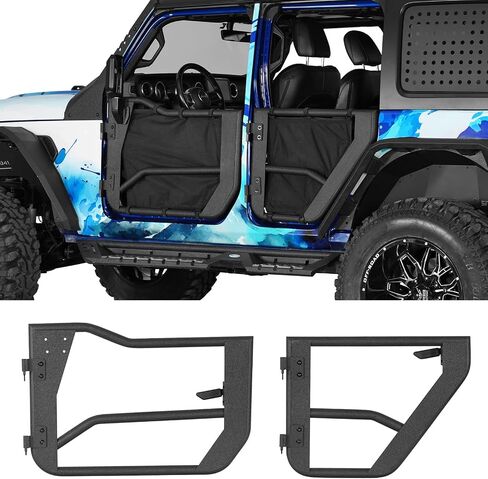 Hooke Road Tube Half Doors with Mesh for 2018-2025 Jeep Wrangler JL & Gladiator JT 4-Door, Front Rear Tubular Summer Doors in Saudi Arabia