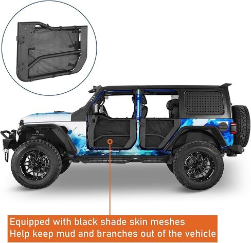 Hooke Road Tube Half Doors with Mesh for 2018-2025 Jeep Wrangler JL & Gladiator JT 4-Door, Front Rear Tubular Summer Doors in Saudi Arabia
