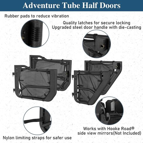Hooke Road Tube Half Doors with Mesh for 2018-2025 Jeep Wrangler JL & Gladiator JT 4-Door, Front Rear Tubular Summer Doors in Saudi Arabia