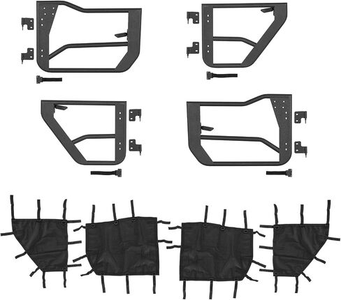 Hooke Road Tube Half Doors with Mesh for 2018-2025 Jeep Wrangler JL & Gladiator JT 4-Door, Front Rear Tubular Summer Doors in Saudi Arabia