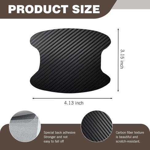 8 PCS Car Door Door Bowl Handle Sticker, Anti-Scratch Wear-Resistant Carbon Fiber Pattern Paint Protection Sticker, Modification Replacement Accessory, Suitable for Most Cars (Black) in Saudi Arabia