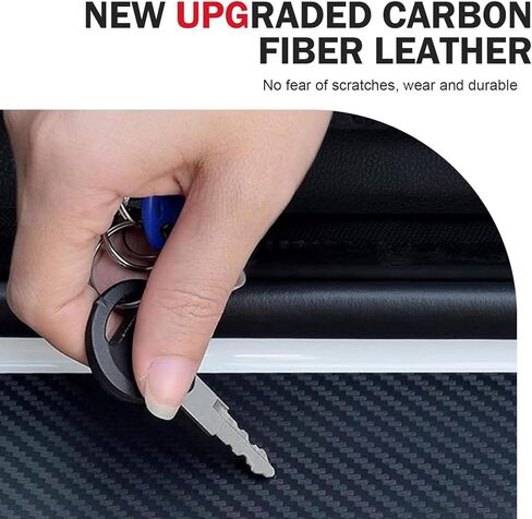 SLIMI 4 PCS Door Sill Protector Stickers, Carbon Fiber Anti-trampling Door Sill Protector, Self-Adhesive Welcome Pedal Entry Guard Decoration, Universal for Most Cars, Trucks, SUVs (Red) in Kuwait