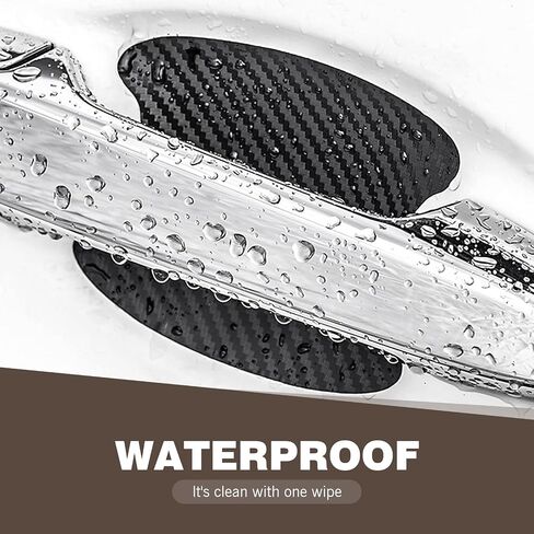 8 PCS Car Door Door Bowl Handle Sticker, Anti-Scratch Wear-Resistant Carbon Fiber Pattern Paint Protection Sticker, Modification Replacement Accessory, Suitable for Most Cars (Black) in Saudi Arabia