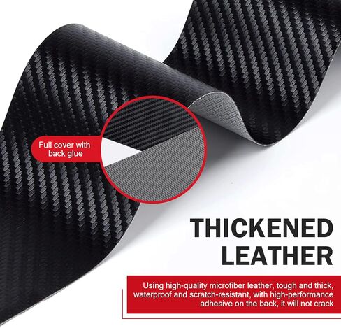 SLIMI 4 PCS Door Sill Protector Stickers, Carbon Fiber Anti-trampling Door Sill Protector, Self-Adhesive Welcome Pedal Entry Guard Decoration, Universal for Most Cars, Trucks, SUVs (Red) in Kuwait