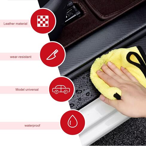 SLIMI 4 PCS Door Sill Protector Stickers, Carbon Fiber Anti-trampling Door Sill Protector, Self-Adhesive Welcome Pedal Entry Guard Decoration, Universal for Most Cars, Trucks, SUVs (Red) in Kuwait