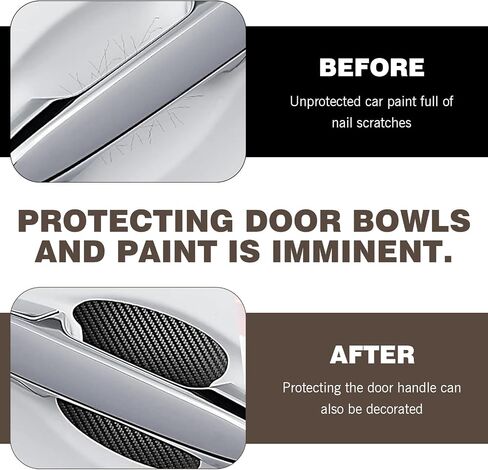 8 PCS Car Door Door Bowl Handle Sticker, Anti-Scratch Wear-Resistant Carbon Fiber Pattern Paint Protection Sticker, Modification Replacement Accessory, Suitable for Most Cars (Black) in Saudi Arabia