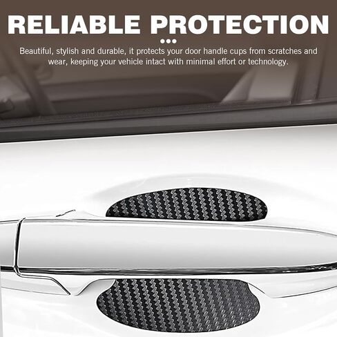 8 PCS Car Door Door Bowl Handle Sticker, Anti-Scratch Wear-Resistant Carbon Fiber Pattern Paint Protection Sticker, Modification Replacement Accessory, Suitable for Most Cars (Black) in Saudi Arabia