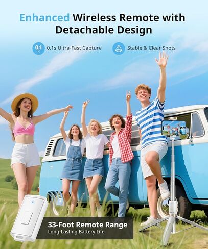 60'' Selfie Stick Tripod,Tripod for iPhone Wireless Remote for Selfies,Group Photograph,Video Recording. Phone Stand Compatible with iPhone Android Phone,Camera in Saudi Arabia
