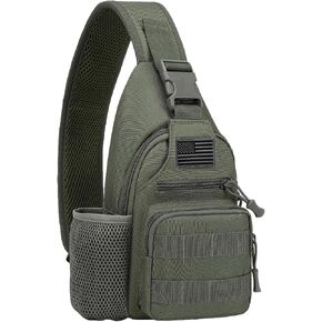 Tactical Sling Crossbody Backpack with Water Bottle Holder, MOLLE EDC Shoulder Sling Chest Bags with USB Charging Port for Travel Walk(Black) in Saudi Arabia
