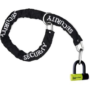 Urban UR59120 Mini U Lock with Chain Loop 120 cm/3.9ft, Dual Function Safer & Lighter for Motorcycle Disc Lock, High Security Double Locking, Universal Anti Theft for Motorcycle, Scooter, Bicycle in Kuwait