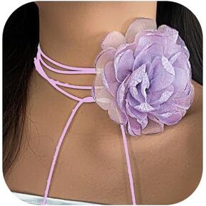 Flower Necklace for Women Big Rose Flower Choker Floral Necklace Wedding Bride Jewelry in Saudi Arabia