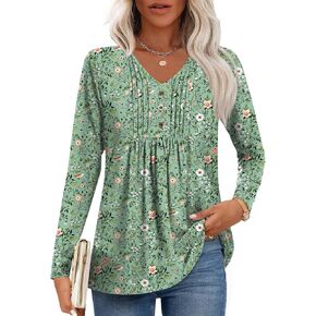 المرأة قمصان طويلة الأكمام خريف شتاء بلايز متأنق عادية تونك القمم العصرية تي شيرت وتتسابق S-3XL in Kuwait