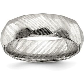 Damascus Steel Polished Faceted 7 mm Band Size 7 to 13 in Kuwait
